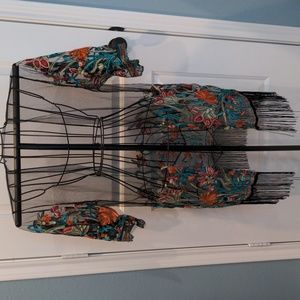 Black sheer embroidered swim coverup